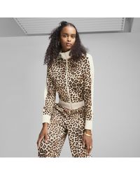PUMA - Chaqueta De Chándal Corta Con Estampado Integral T7 Leo Luxe Para Mujer, Ropa, Alpine Snow - Lyst