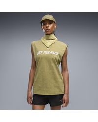PUMA - Camiseta Sin Mangas Estampada Run Culture Collective Holgada Y Con Efecto Lavado Para Mujer, Ropa, Marrón - Lyst