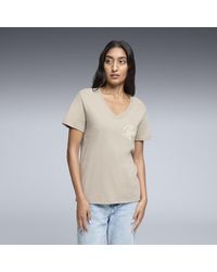 PUMA - Essentials Script V-Neck T-Shirt - Lyst