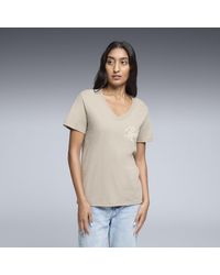 PUMA - Essentials Script V-Neck T-Shirt - Lyst
