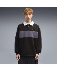 PUMA - Felpa Polo Girocollo T7 Dal Taglio Morbido Da Uomo, Abbigliamento, Nero - Lyst