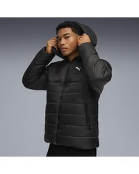 PUMA - Giacca Imbottita Con Cappuccio Essentials Da Uomo, Abbigliamento, Nero - Lyst