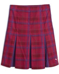 PUMA - T7 Pleated Tartan Midi Skirt - Lyst