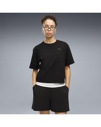 PUMA - T-Shirt Essentials Elevated Dal Taglio Morbido Da Donna, Abbigliamento, Nero - Lyst