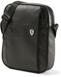 PUMA Leather Campus Portable Retro Black Bag - Lyst