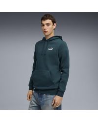 PUMA - Felpa Con Cappuccio Essentials Con Logo Piccolo N. 1 Da Uomo, Abbigliamento, Verde Terrain - Lyst