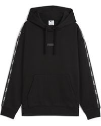 PUMA - Sudadera Con Capucha Tape Fleece Mujer, Ropa, Negro - Lyst