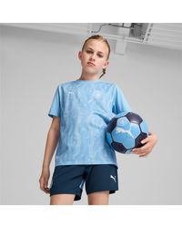 PUMA - Camiseta Prepartido Manchester City De Manga Corta Juvenil, Blanco/Azul - Lyst