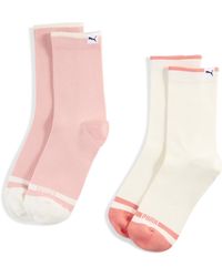 PUMA - Calze A Coste Classic Da Donna (Confezione Doppia) Rosa/Bianco/Altro - Lyst