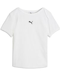 PUMA - Essentials Ribbed Slim T-Shirt - Lyst