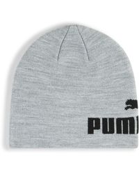 PUMA - Gorro Beanie De Corona Media Sin Vuelta Essentials, Accesoiros, Light Gris Heather/Negro - Lyst
