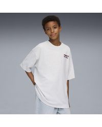 PUMA - T-Shirt Oversize Con Grafica Wardrobe Essentials Go Together Per Ragazzi, Abbigliamento, Bianco - Lyst