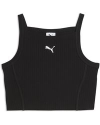 PUMA - Essentials Ribbed Tight Crop Top - Lyst