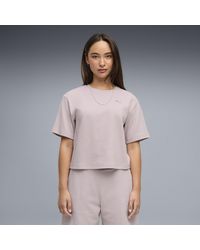 PUMA - T-Shirt Essentials Elevated Dal Taglio Morbido Da Donna, Abbigliamento, Rosa - Lyst