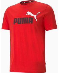 PUMA Essentials+ T-Shirts mit zweifarbigem Logo - Rot
