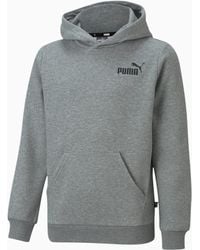 PUMA - Essentials Small Logo Hoodie Youth, Medium Heather - Lyst