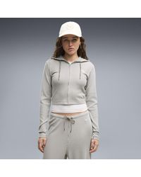 PUMA - Essentials Ribbed Zip-Up Hoodie - Lyst