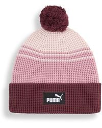 PUMA - Gorro Beanie Con Pompón De Corona Media Essentials, Accesoiros, Ruby Shimmer/Mix - Lyst