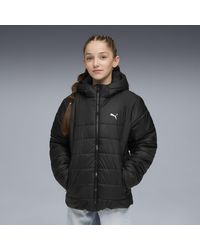 PUMA - Chaqueta Acolchada Con Capucha Essentials Juvenil, Ropa, Negro - Lyst