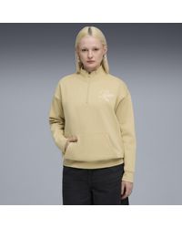 PUMA - Sudadera Holgada Essentials Script De Cuello Alto Con Cremallera Para Mujer, Ropa, Negro - Lyst