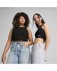 PUMA - Wardrobe Essentials Ribbed Crop Top - Lyst