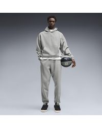 PUMA - Pantalones De Chándal De Baloncesto Fundamentals De Felpa Para Hombre, Ropa, Gris - Lyst