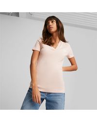 PUMA - Classics Geripptes T-Shirt mit V-Ausschnitt - Lyst