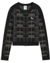 PUMA - T7 Tartan Slim Knitted Cardigan - Lyst