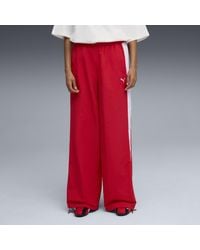 PUMA - Pantalones De Chándal T7 Tejidos De Corte Holgado Para Mujer, Ropa, Rojo - Lyst