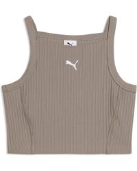 PUMA - Essentials Ribbed Tight Crop Top - Lyst