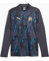 PUMA - Olympique De Marseille Pre-Match Top Met Kwartrits Voor Grijs/Goud - Lyst