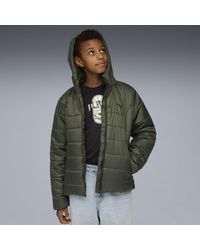 PUMA - Chaqueta Acolchada Con Capucha Essentials Juvenil, Ropa, Verde - Lyst