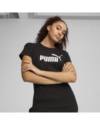 PUMA - T-Shirt Con Logo Ess No. 1 Da Donna, Abbigliamento, Nero - Lyst