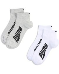 PUMA - Korte Uniseks Sokken (Set Van 2) Zwart/Grijs/Wit, Maat - Lyst