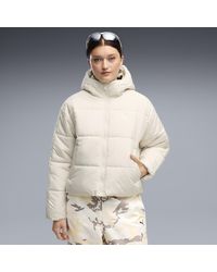 PUMA - Giacca Imbottita Con Cappuccio Essentials Dal Taglio Morbido Da Donna, Abbigliamento, Bianco - Lyst