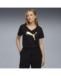 PUMA - Essentials Metallic V-Neck T-Shirt - Lyst