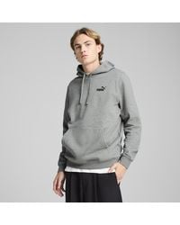 PUMA - Felpa Con Cappuccio Essentials Con Logo Piccolo N. 1 Da Uomo, Abbigliamento, Medium Grigio Heather - Lyst