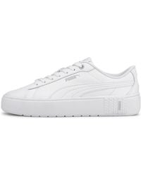 PUMA Leather Smash Platform Sneaker in White | Lyst