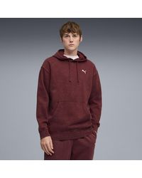 PUMA - Essentials Elevated Relaxed Wash Hoodie Herren, Ruby Shimmer - Lyst