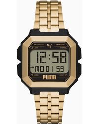 PUMA Remix Stainless Steel Unisex Digital Watch - Metallic