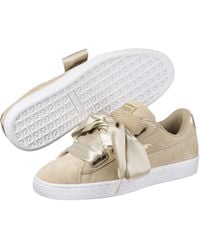 puma beige basket heart met safari trainers puma beige basket heart met safari trainers