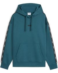 PUMA - Sudadera Con Capucha Tape Fleece Mujer, Ropa, Cold Verde - Lyst