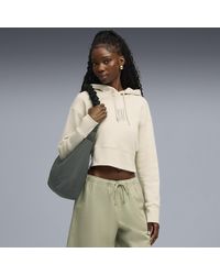 PUMA - Felpa Con Cappuccio E Grafica Premium Essentials Dal Taglio Morbido Da Donna, Abbigliamento, Alpine Snow - Lyst