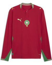 PUMA - Marokko Authentic Thuisshirt Met Lange Mouwen Voor Rood/Goud, Maat - Lyst