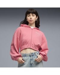 PUMA - Sudadera Con Capucha Y Cremallera Essentials Graphics Bedazzled Para Mujer, Ropa, Rosa - Lyst