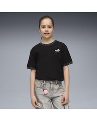 PUMA - T-Shirt Con Grafica Animalier Essentials Dal Taglio Morbido Per Ragazze, Abbigliamento, Nero - Lyst