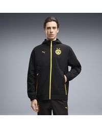 PUMA - Borussia Dortmund Tech Geweven Jack Met Volledige Rits Voor Zwart/Geel, Maat - Lyst