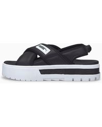 PUMA Leather Leadcat 2.0 Sandals in White,Black Womens Shoes Flats and flat shoes Flat sandals White 