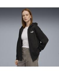 PUMA - Felpa Con Cappuccio E Zip Integrale Con Logo Ess N. 1 Comfort Da Donna, Abbigliamento, Nero - Lyst