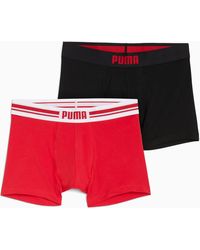 PUMA - Everyday Boxershort, Zwart/Rood - Lyst